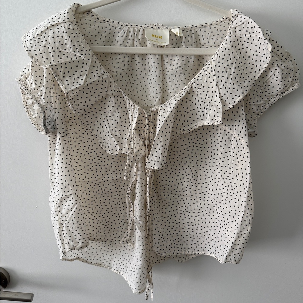 SOLD Maeve White Ruffled Puff Sleeve Blouse